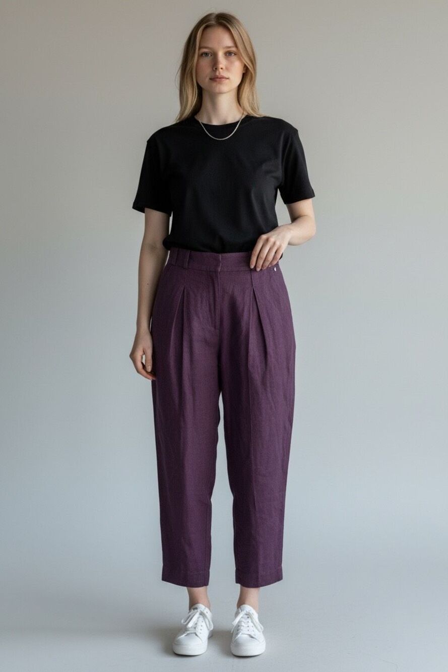 I AM STUDIO LINEN PURPLE SZ XS PANTS